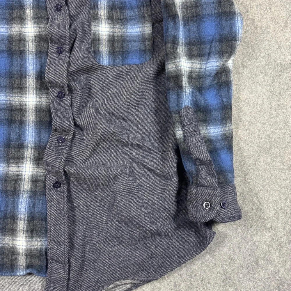 Pendleton Shirt Mens XL Blue Mixed Media Wool Plaid Sleeve Button Up RA065-71353